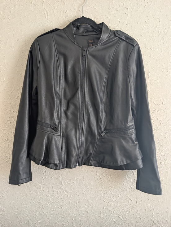 G.I.L.I. Jackets & Blazers - Gili Black Faux Leather Zip Jacket